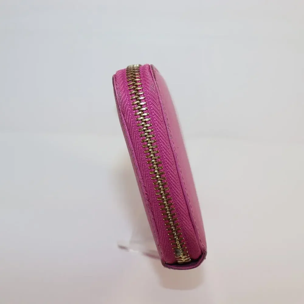 Salvatore Ferragamo Pink Leather Zip Wallet with Bow – Made in‎ Italy